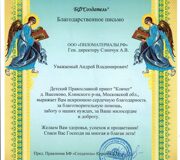 Боголепова Пустынь Благодарственное письмо БФ "Создатель"